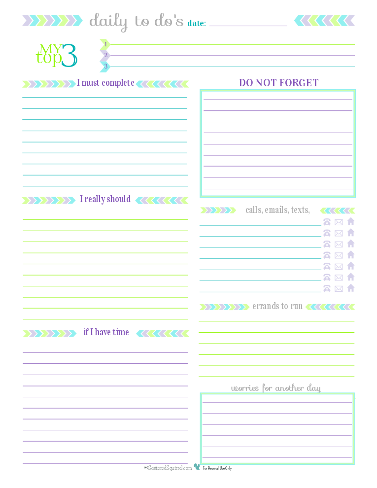 {Day 27} To Do List Printables - Scattered Squirrel