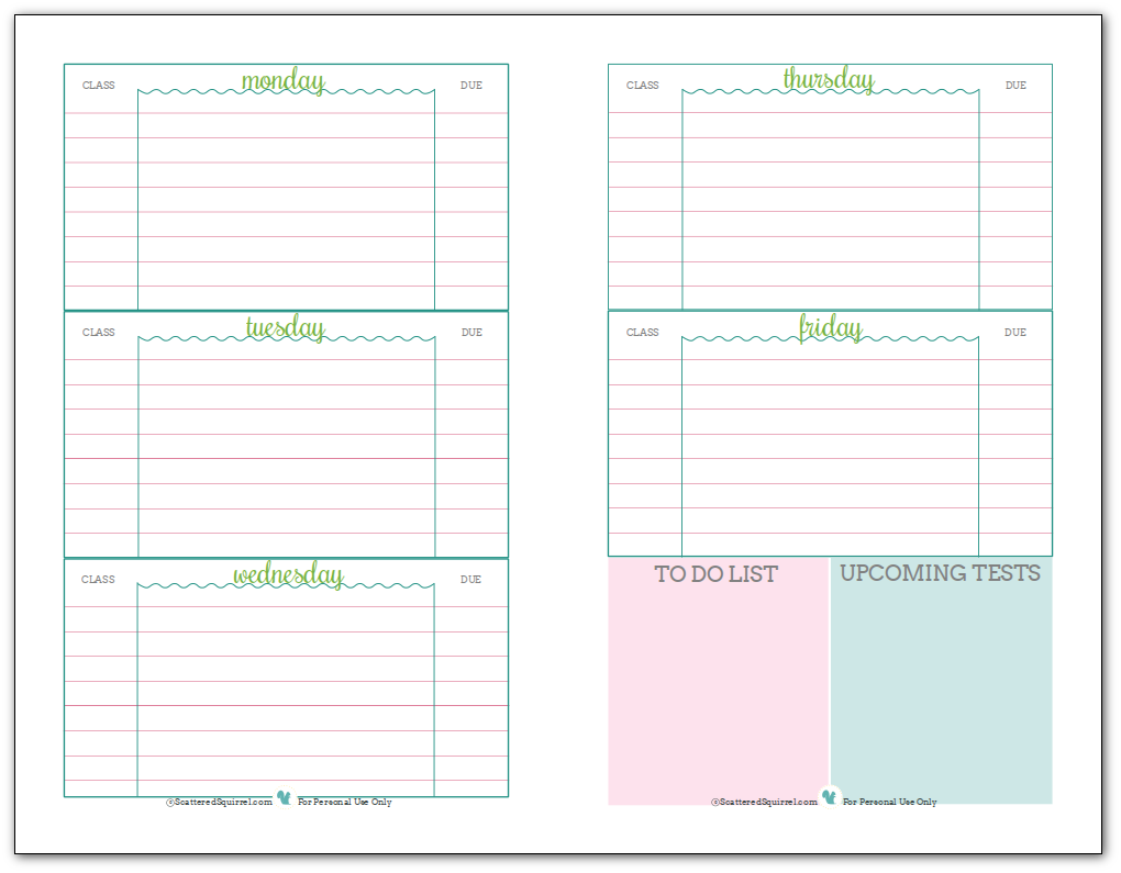 Getting ready for back to school student planner printables