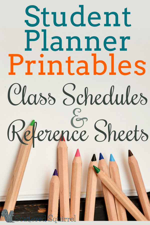 Printable homework planner sheets