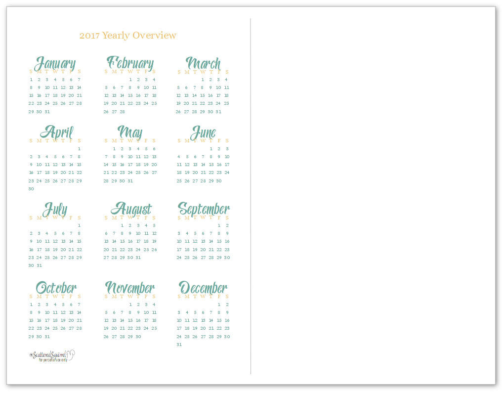 2017 Yearly Calendar Printables Are Here