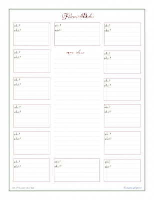 A printable to keep track of family favourite holiday dishes, and to make a list of menu ideas.