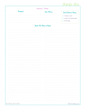 home management free printables