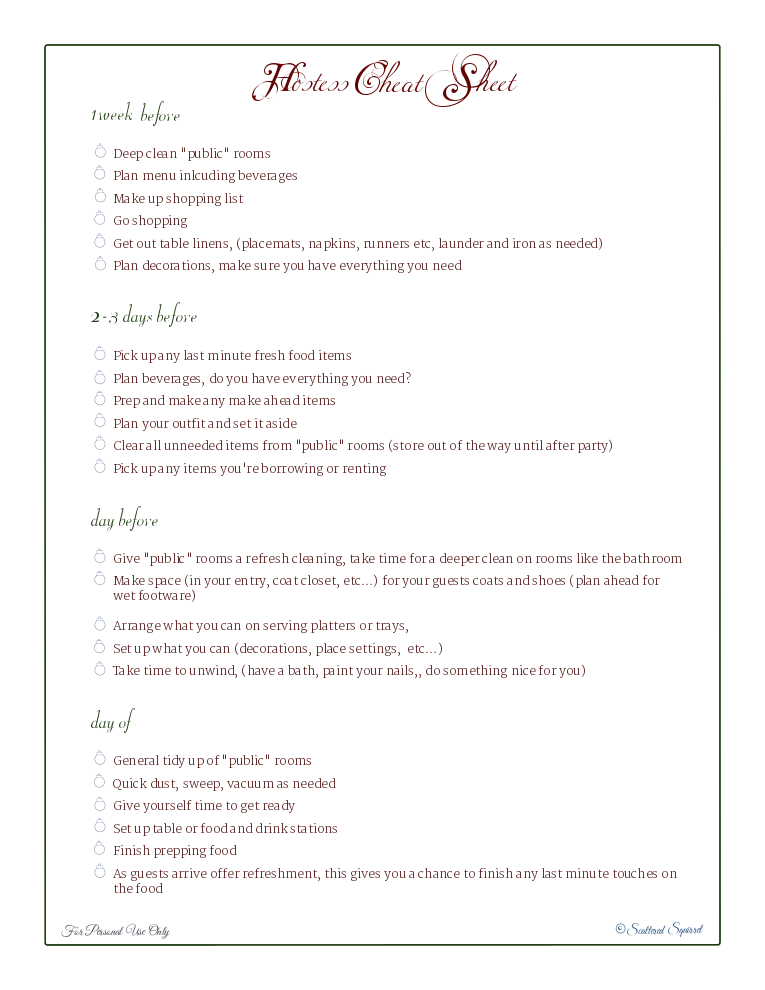 free printable, holiday planner, checklist, to do list, party preparations