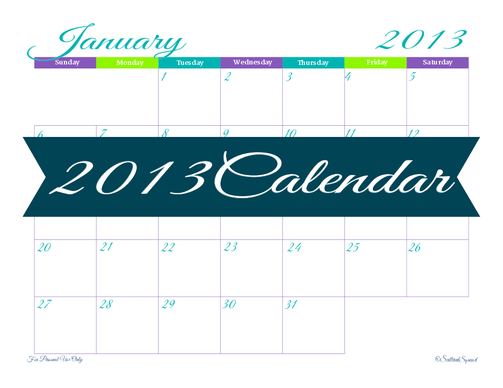 free printable, 2013 calendar