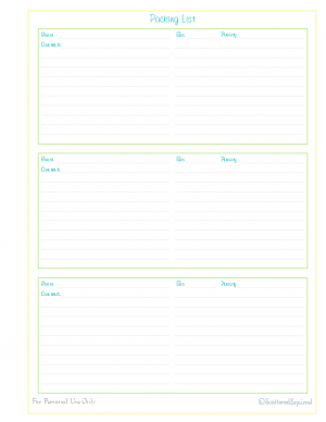 Packing list page for moving planner, allows you to inventory each box as you pack it, so you can easily find things when unpacking.