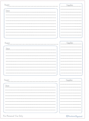 Project planner printable with room to plan 3 projects on one page.
