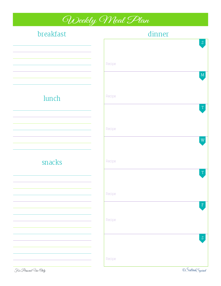 Reader Request Meal Planner Scattered Squirrel