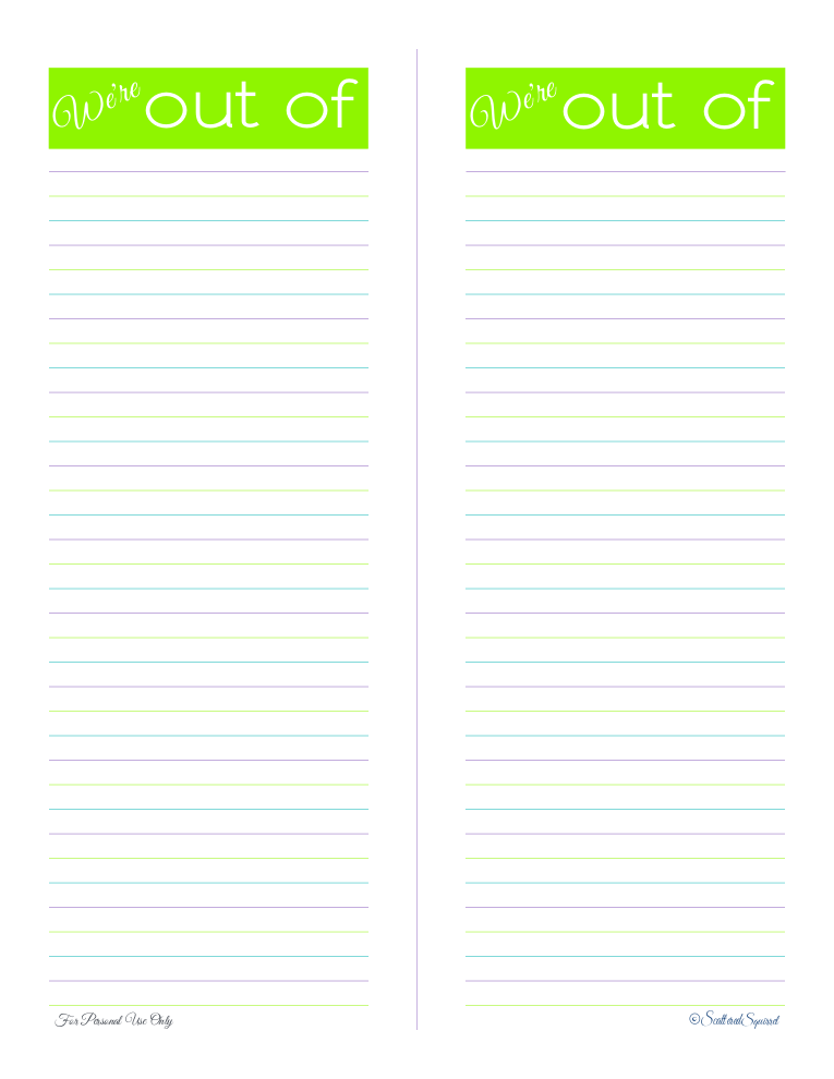 free printable, shopping list