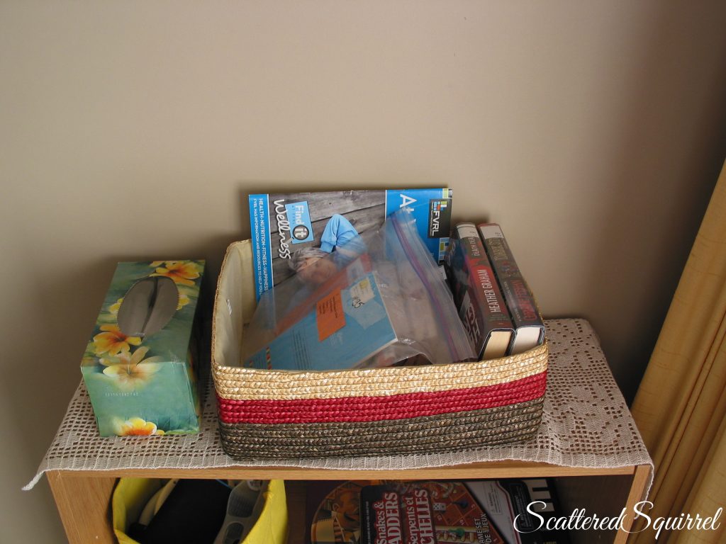 library and school book basket, for keeping everything neat and tidy, no more lost library books!