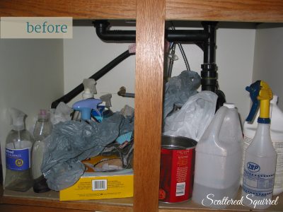 disorganized kitchen cabinet