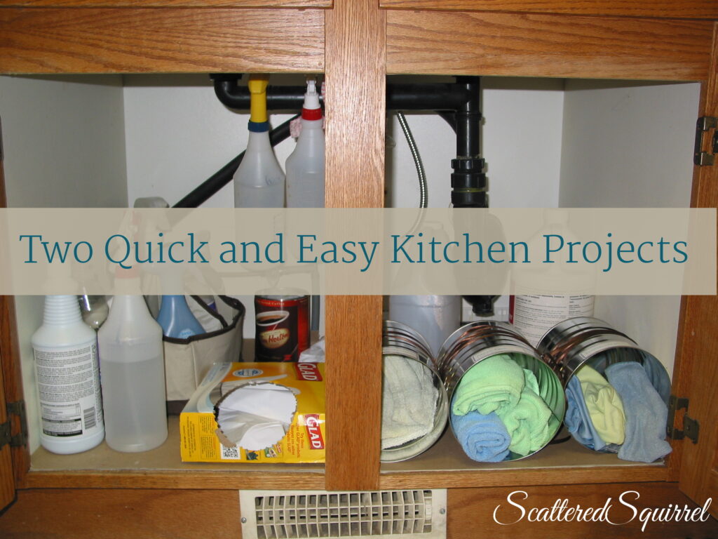 Two quick and easy organizing projects for the kitchen, from Scattered Squirrel