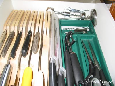 knife block and drawer organizer to control the clutter: Scattered Squirrel