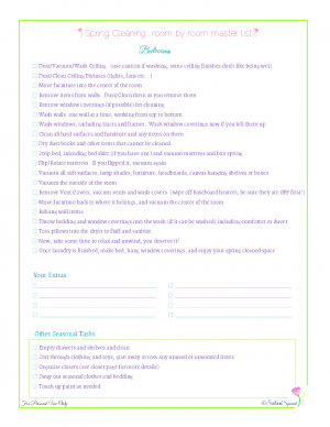 free printable spring cleaning master checklist for bedrooms, from Scattered Squirrel