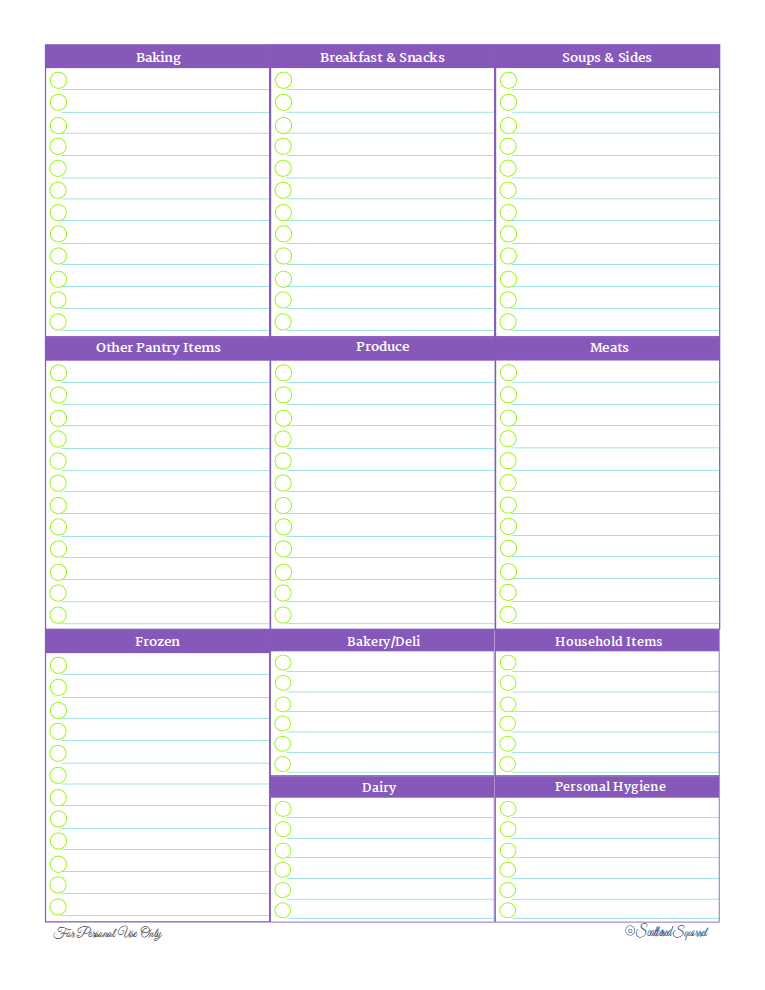 organized grocery shopping and a free printable