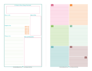 Free printable for half size or mini binders, one side for lists the other for scheduling. | ScatteredSquirrel.com