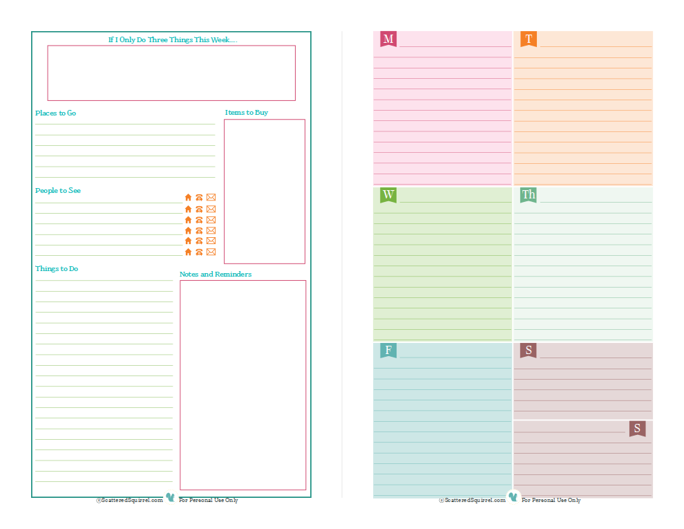 Half Size Planner Printables - Scattered Squirrel