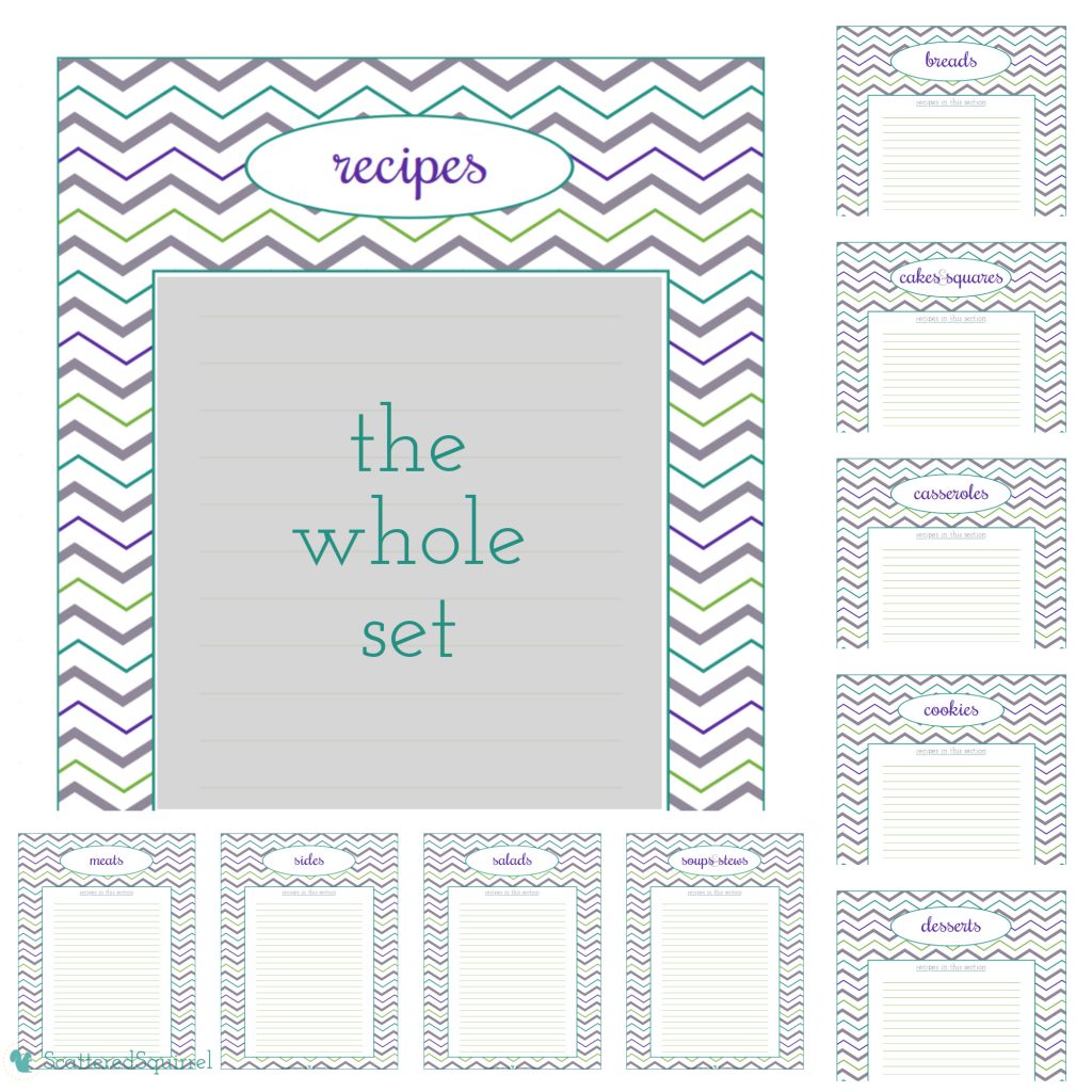 Recipes section for a Kitchen Binder