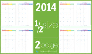 2014 Calendar, half size two page monthly. | ScatteredSquirrel.com