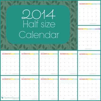 half size monthly calendar for 2014 | ScatteredSquirrel.com