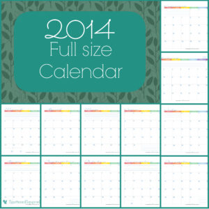 2014 Calendar, full size one page per month. | ScatteredSquirrel.com