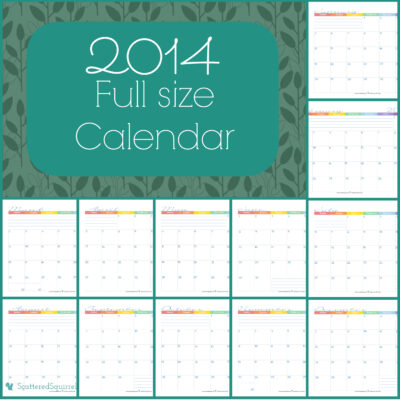 2014 Calendar, full size one page per month. | ScatteredSquirrel.com