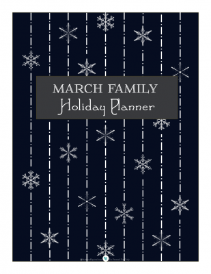 Holiday planner cover page, in midnight | ScatteredSquirrel.com