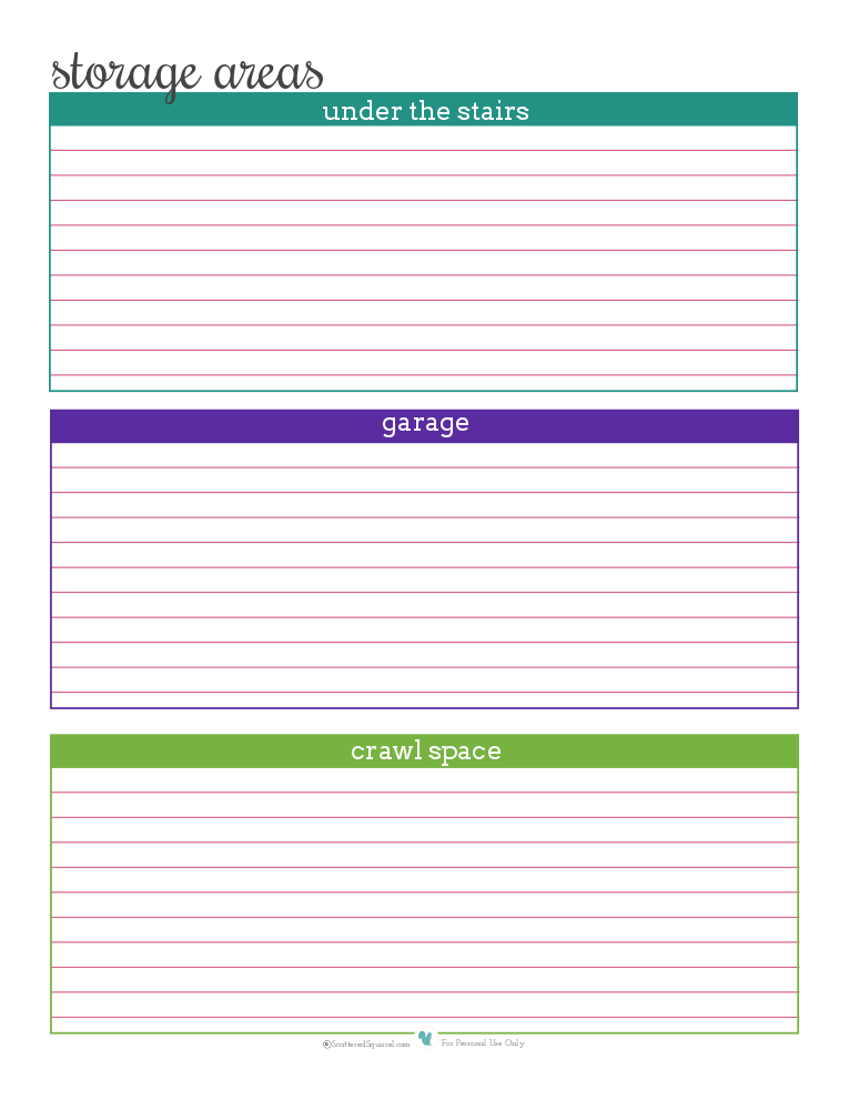 Keep track of what's in your storage areas with this free printable | ScatteredSquirrel.com