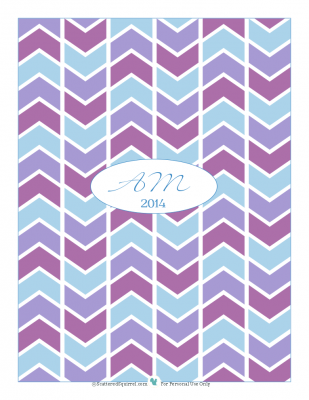 Printable of the Month for December 2013, Planner cover in blues and purples with initials | ScatteredSquirrel.com