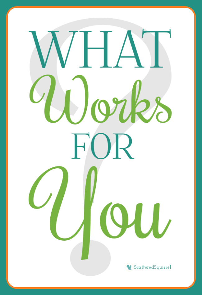 What Works for You blog series | ScatteredSquirrel.com