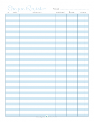 free printable cheque register in blue | ScatteredSquirrel.com