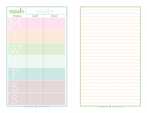 Free printable half size meal planner with space for notes or list. | ScatteredSquirrel.com