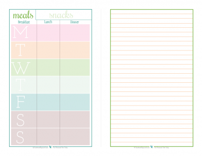 Free printable half size meal planner with space for notes or list. | ScatteredSquirrel.com