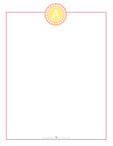 Printable personalized note paper with initial | ScatteredSquirrel.com