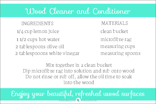 free printable recipe for making your own Wood Cleaner and Conditioner, all in one. | ScatteredSquirrel.com