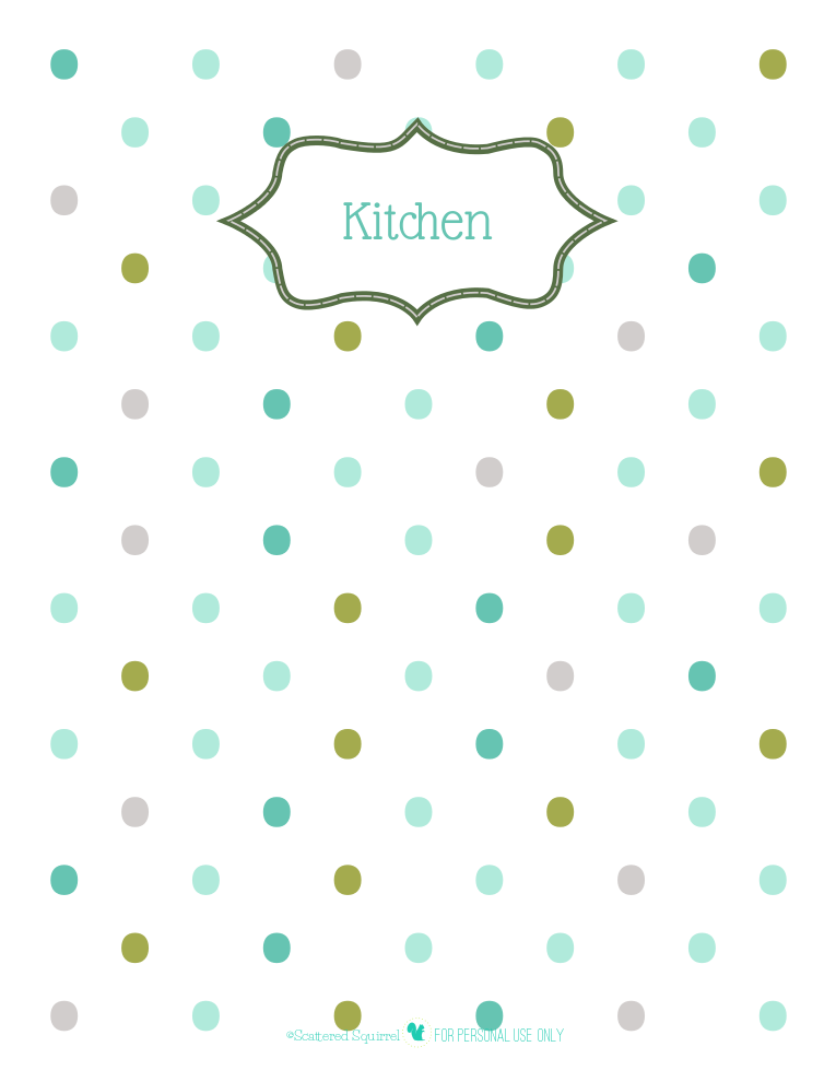 free printable divider pages for home organizing planner with polkadot background. | ScatteredSquirrel.com