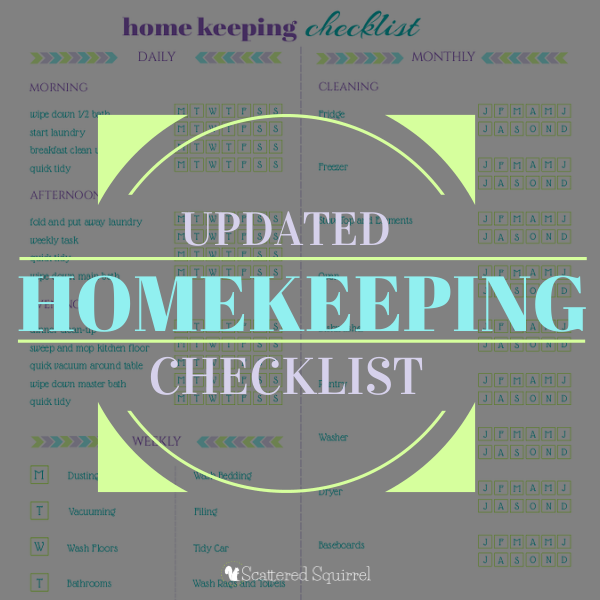 Free Updated Homekeeping Checklist Printable | ScatteredSquirrel.com