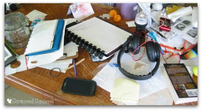 The mess I call my desk. | ScatteredSquirrel.com