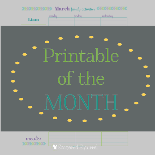 June's printable of the month. A free family scheduler complete with free personalization if you choose. |ScatteredSquirrel.com