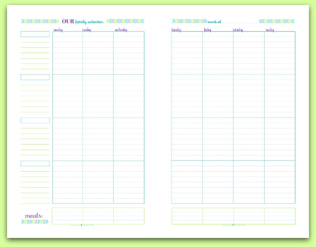 Free Printable Half-Size Weekly Family Schedule/Planner | ScatteredSquirrel.com