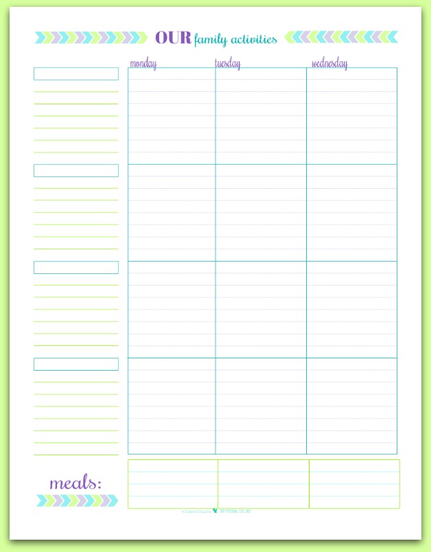 Family Week Planner  Weekly schedule of your whole family – Butler and  Hill UK