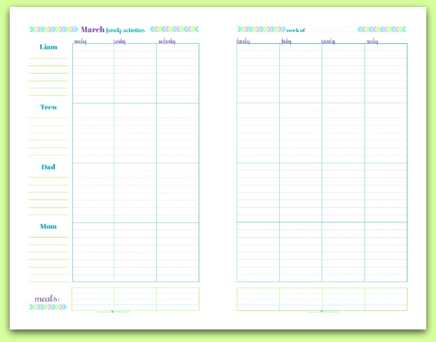 June's Printable of the Month: Free Personalized Half-Size Family Schedule/Planner | ScatteredSquirrel.com