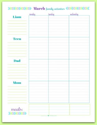 Family Schedules - June's Printable of the Month - Scattered Squirrel