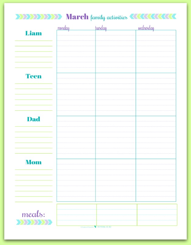 June's Printable of the Month: Free Personalized Family Schedule/Planner | ScatteredSquirrel.com