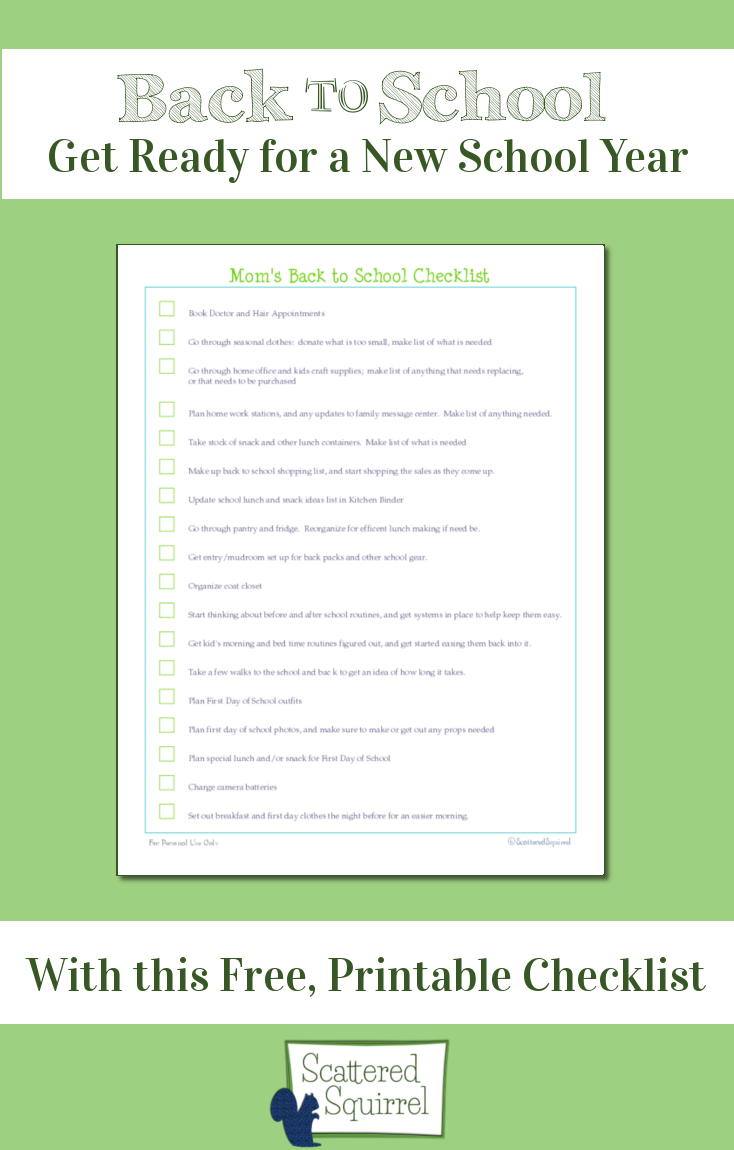 Back To School Printable Checklist Scattered Squirrel