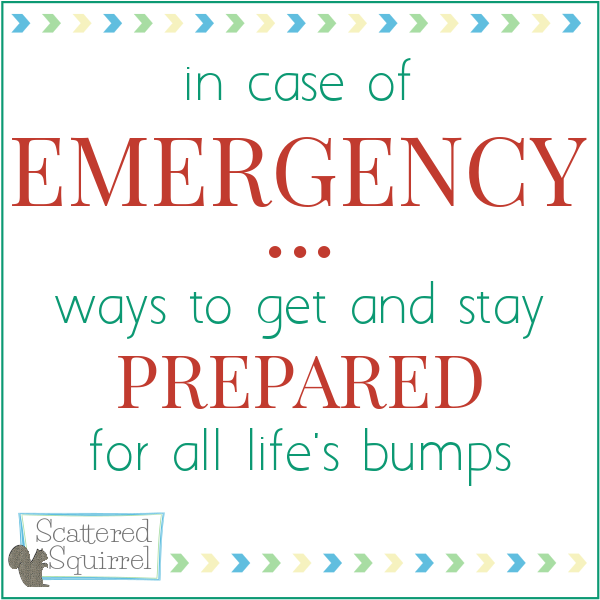 Emergency Preparedness, ways to get and stay prepared for all life's bumps.