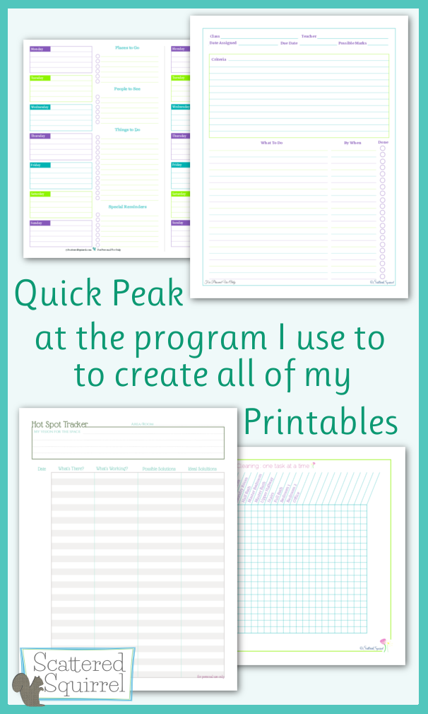A quick look at the program I use to make the printables