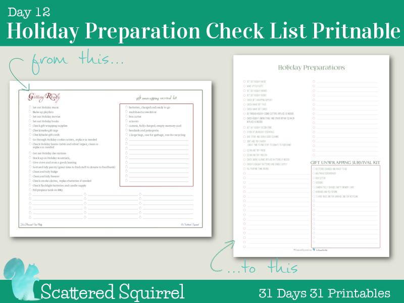 Day 12 Holiday Preparations Checklist: Get ready for the holiday season with this handy checklist