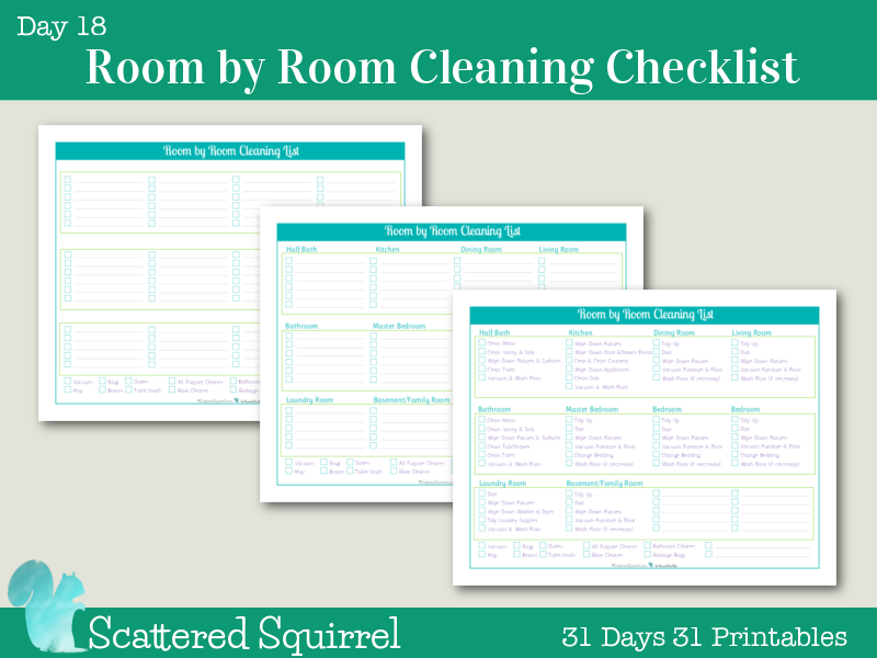 {Day 18} Room by Room Cleaning Checklists
