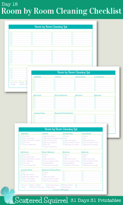 {Day 18} Room by Room Cleaning Checklists-Scattered Squirrel