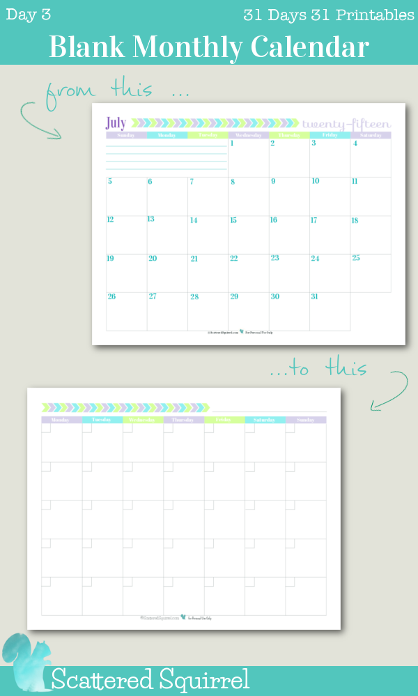 Day 3} Blank Monthly Calendar - Scattered Squirrel Day 3} Blank Monthly Calendar - Scattered Squirrel